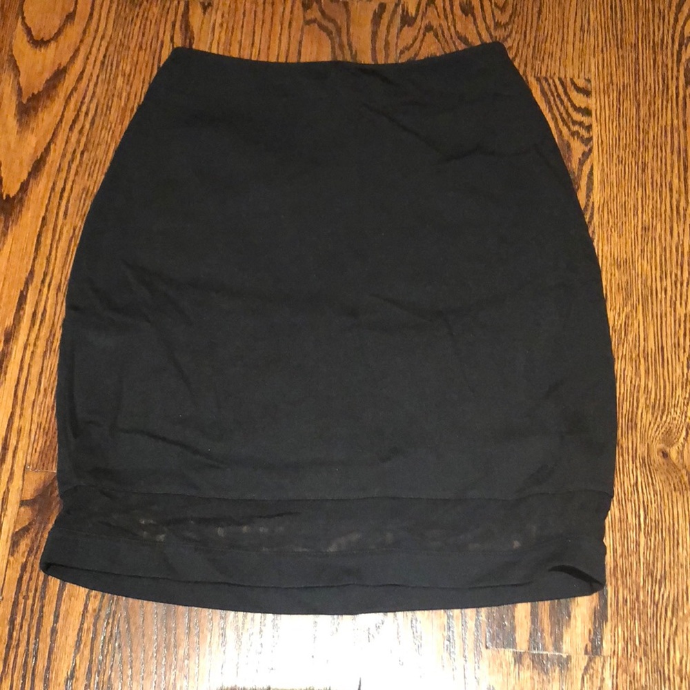High waisted black mesh placed skirt